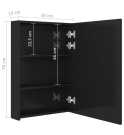 Armoire de salle de bain à miroir LED noir brillant 50x13x70 cm