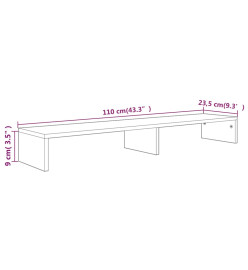 Support de moniteur Gris béton 110x23,5x9 cm Bois d'ingénierie