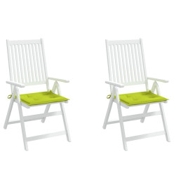 Coussins de chaise de jardin 2 pcs vert vif 40x40x3 cm