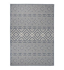 Tapis à tissage plat d'extérieur 120x170 cm Rayures bleues