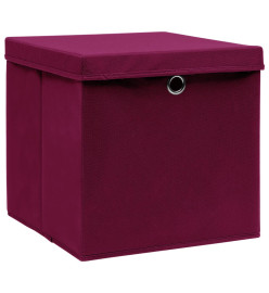 Boîtes de rangement avec couvercles 4pcs 28x28x28cm Rouge foncé