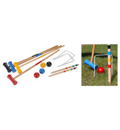 HI Jeu de croquet 18 pcs pour 4 joueurs bois