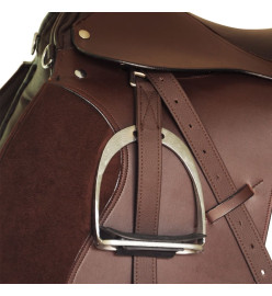 Set de selle équitation 17,5" en cuir véritable 18 cm 5 en 1 brun