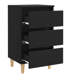 Tables de chevet avec pieds en bois 2 pcs Noir 40x35x69 cm