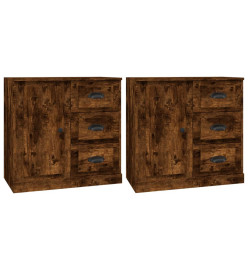 Buffets 2 pcs chêne fumé bois d'ingénierie