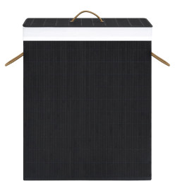 Panier à linge avec 2 sections bambou noir 100 L