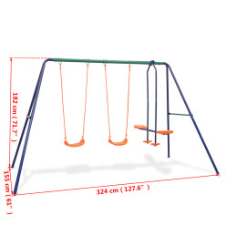 Ensemble de balançoires avec 4 sièges Orange