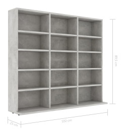 Armoire à CD Gris béton 102x23x89,5 cm Aggloméré