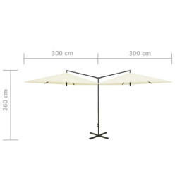 Parasol double avec mât en acier Sable 600 cm