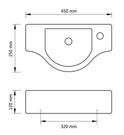 Vasque à trou pour robinet céramique Noir pour salle de bain