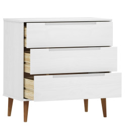 Commode MOLDE Blanc 80x40x80 cm Bois de pin massif