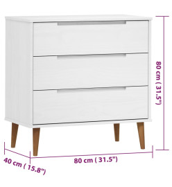 Commode MOLDE Blanc 80x40x80 cm Bois de pin massif