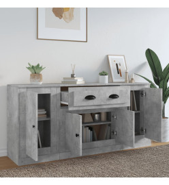 Buffets 3 pcs gris béton bois d'ingénierie