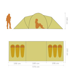 Tente de camping pour 6 personnes bleu et vert