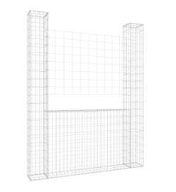 Panier de gabion en forme de U avec 2 poteaux Fer 140x20x200 cm