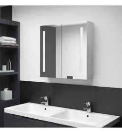 Armoire de salle de bain à miroir LED Gris béton 62x14x60 cm