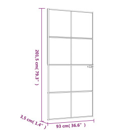 Porte d'intérieur Blanc 93x201,5 cm Trempé verre aluminium fin