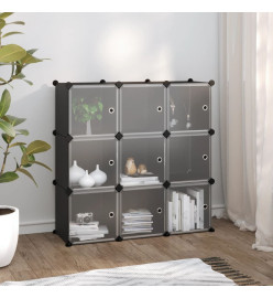 Cubes de rangement 9 pcs avec portes Noir PP