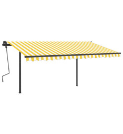 Auvent automatique rétractable poteaux 4,5x3,5 m Jaune blanc