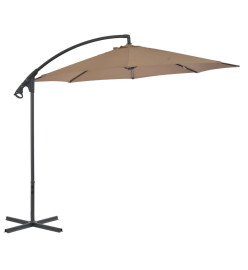 Parasol en porte-à-feux avec poteau en acier 300 cm Taupe