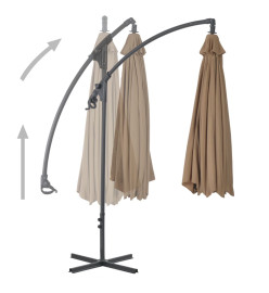 Parasol en porte-à-feux avec poteau en acier 300 cm Taupe