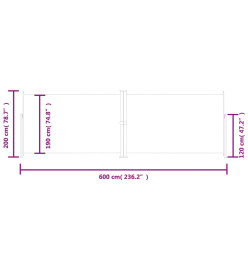 Auvent latéral rétractable Crème 200x600 cm