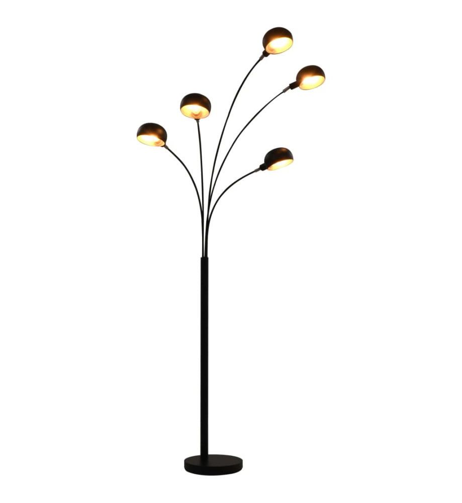 Lampadaire 200 cm 5 x E14 Noir et doré