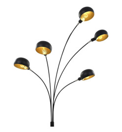 Lampadaire 200 cm 5 x E14 Noir et doré