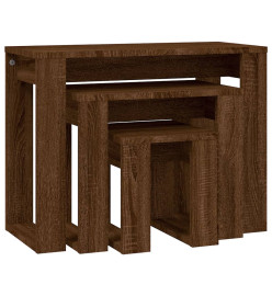 Tables gigognes 3 pcs Chêne marron Bois d'ingénierie