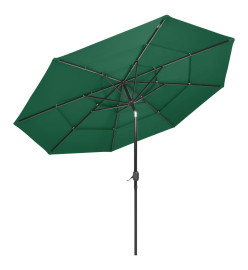 Parasol à 3 niveaux avec mât en aluminium Vert 3 m