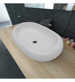 Lavabo en forme ovale Céramique 63 x 42 cm Blanc