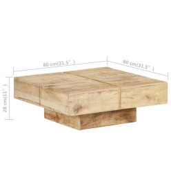 Table basse 80x80x28 cm Bois de manguier massif