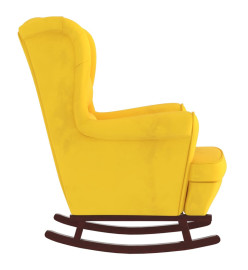 Fauteuil à bascule pieds en bois massif d'hévéa Jaune Velours