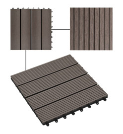 Carreaux de terrasse 22 pcs 30 x 30 cm 2 m² WPC Marron foncé