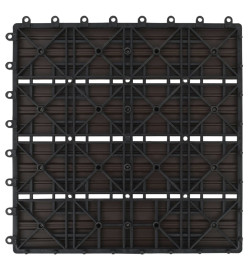 Carreaux de terrasse 22 pcs 30 x 30 cm 2 m² WPC Marron foncé