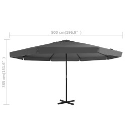 Parasol avec mât en aluminium 500 cm Anthracite