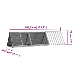 Clapier Anthracite 302,5x80,5x71 cm Acier galvanisé