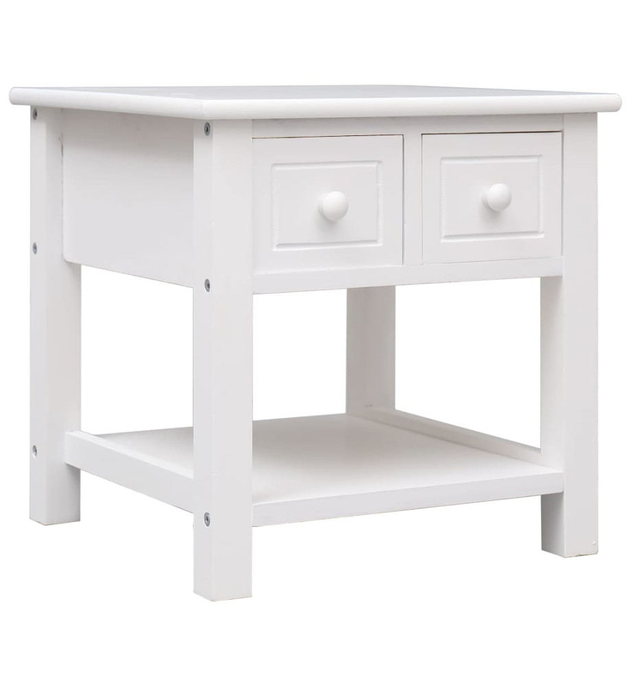 Table d'appoint Blanc 40x40x40 cm Bois de Paulownia