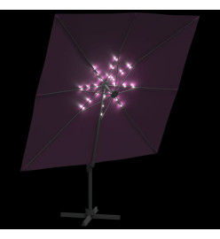 Parasol cantilever à LED Rouge Bordeaux 400x300 cm