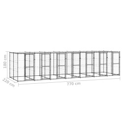 Chenil extérieur Acier avec toit 16,94 m²