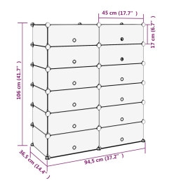 Étagère à chaussures Transparent 94,5x36,5x106 cm PP