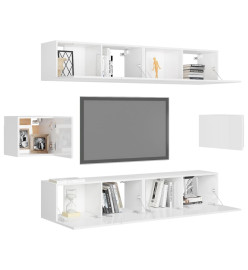 Ensemble de meuble TV 6 pcs Blanc brillant Aggloméré