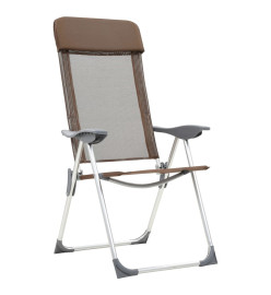 Chaises de camping pliables 4 pcs Marron Aluminium