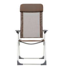 Chaises de camping pliables 4 pcs Marron Aluminium