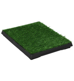 Tapis pour animaux 2 pcs avec plateau et gazon artificiel Vert