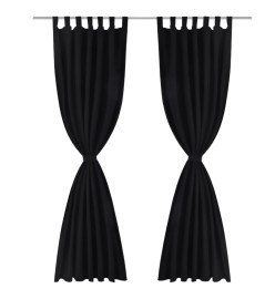 2 pcs Rideau à Passant Micro Satin Noir 140 x 245 cm