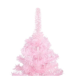 Arbre de Noël artificiel avec LED et boules Rose 150 cm PVC