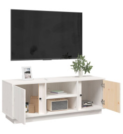 Meuble TV Blanc 110x35x40,5 cm Bois de pin massif