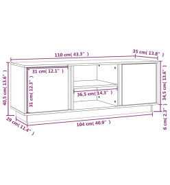 Meuble TV Blanc 110x35x40,5 cm Bois de pin massif