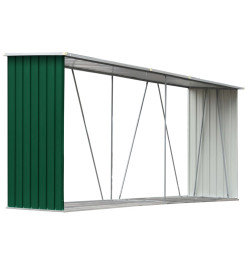 Abri de stockage de bois Acier galvanisé 330x84x152 cm Vert